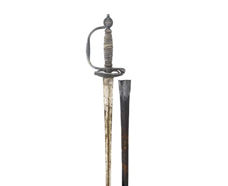 A FRENCH SILVER-HILTED SMALL-SWORD, CIRCA 1780 with tapering blade of hollow-ground triangular-section, etched with scrolls a