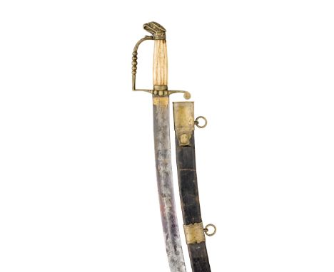 A U. S. INFANTRY OR ARTILLERY OFFICER'S SWORD WITH EAGLE HEAD POMMEL, CIRCA 1805-10 with curved blade formed with a long full