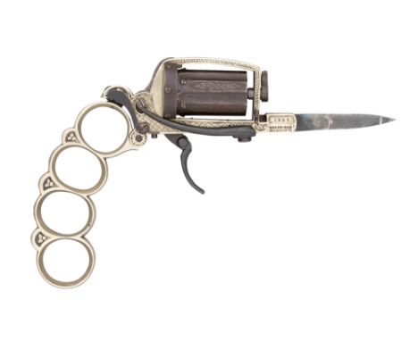 A RARE BELGIAN 5MM (PINFIRE) DOLNE-BAR PATENT 'APACHE' SIX-SHOT SELF-COCKING KNUCKLE-DUSTER REVOLVER BY L. DOLNE, LIÈGE, NO. 