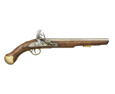 A .56 CALIBRE 1756/77 PATTERN SEA SERVICE FLINTLOCK PISTOL, DATED 1808 with 12 1/4 in barrel stamped with proof marks at the 