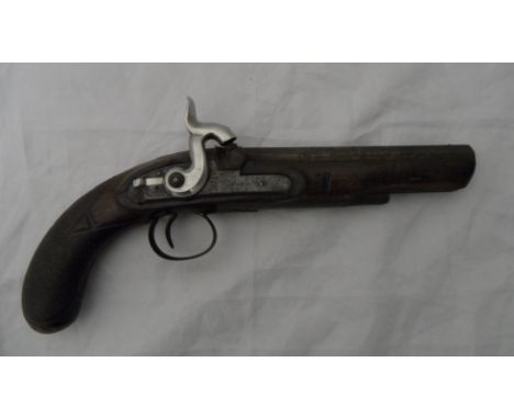 A 32 BORE PERCUSSION TRAVELLING PISTOL BY MACE, READING, CIRCA 1825 with octagonal sighted barrel, signed stepped engraved lo