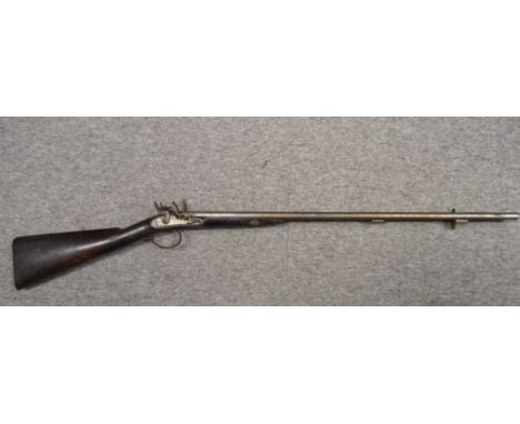 A D.B. 20 BORE FLINTLOCK SPORTING GUN, LONDON PROOF MARKS, CIRCA 1790 reconverted from percussion, with tapering sighted barr