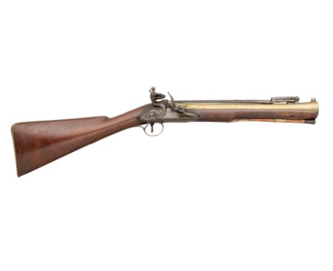 A FLINTLOCK BLUNDERBUSS BY HARVEY WALKLATE MORTIMER, GUNMAKER TO HIS MAJESTY, LONDON PROOF MARKS, CIRCA 1790 with brass barre