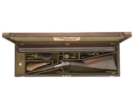 A CASED 18 BORE D.B. PERCUSSION SPORTING GUN BY WILKINSON & SON, LONDON, NO. 1264, CIRCA 1850 with rebrowned barrels signed o