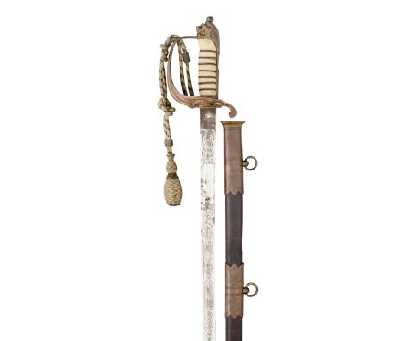 A ROYAL NAVAL RESERVE SWORD BY J. GAUNT & SON LATE THURKLE, LONDON AND BIRMINGHAM with etched blade including crowned fouled 