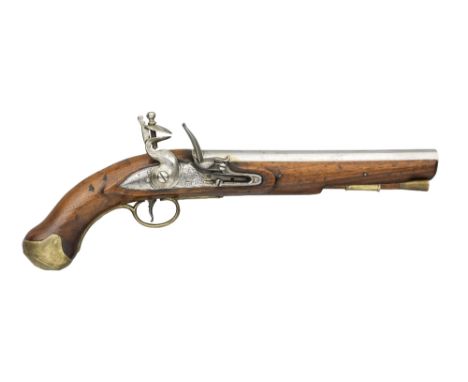 A .650 CALIBRE LIGHT DRAGOON FLINTLOCK PISTOL BY DURS EGG, EARLY 19TH CENTURY with tapering 9 1/8 in barrel stamped with proo