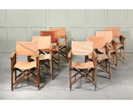 A SET OF EIGHT MULBERRY AT HOME DIRECTORS' CHAIRS With Mulberry brass logos on the arm of each Roger first used the directors