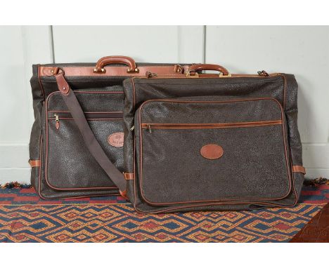TWO MULBERRY COMPLETE TRAVELLERS IN MOLE SCOTCH GRAIN WITH TAN SADDLE LEATHER TRIM each approximately 65 x 55cm  Condition Re
