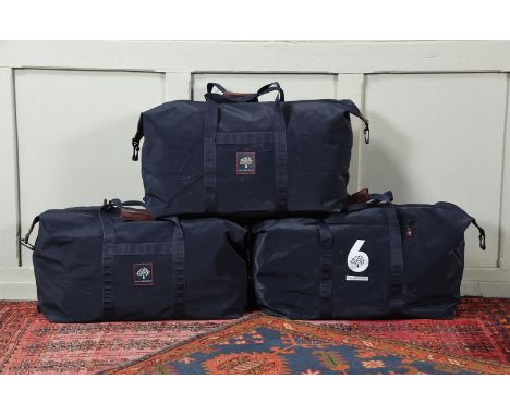 THREE NAVY MULBERRY SPORTING PURSUITS CLIPPER BAGS  SPORTING RUBBERISED COTTON with racing logo for the 6M European Champions