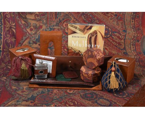 MULBERRY, A COLLECTION OF VARIOUS 'COUNTRY HOUSE' MAINLY  LEATHER BOUND ITEMS  Comprising; a baize lined blotter 36 x 46cm, t