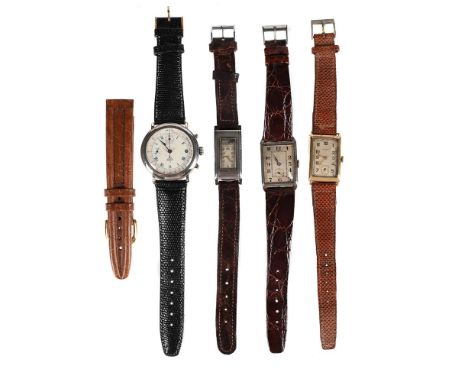 Y&nbspFOUR WRISTWATCHES To include: Mulberry, a white metal chronograph wristwatch with date, manual wind chronograph movemen