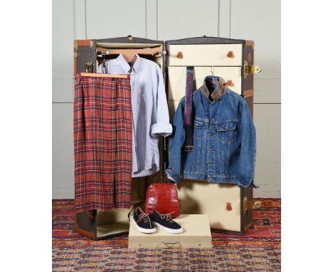 A COMPLETE MULBERRY LADIES OUTFIT A MULBERRY DENIM JACKET, with check collar lining, size 12 A MULBERRY CHECK LINEN WRAP SKIR