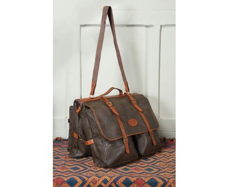 A LARGE MULBERRY COMPLETE TRAVELLER  IN MOLE SCOTCHGRAIN WITH TAN SADDLE LEATHER TRIM approximately 58 x 40cm when foldedA si