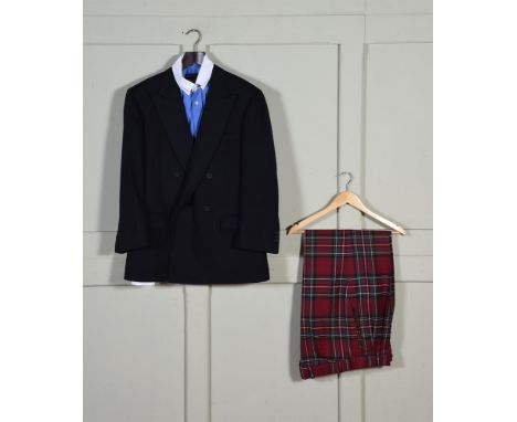A MULBERRY MEN'S CASUAL OUTFIT Consisting of: A MULBERRY MEN'S D/B BLAZER DARK NAVY/BLACK CASHMERE, size 41 regular  A MULBER