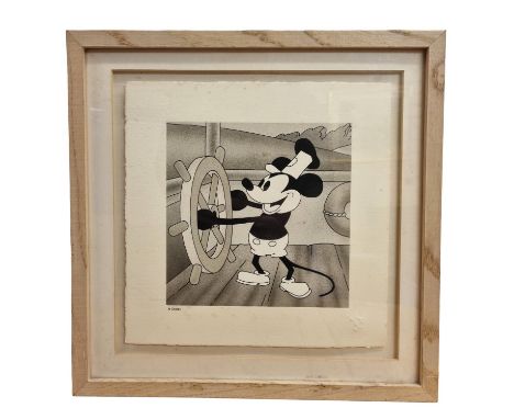 Disney: Framed Screen Print of Mickey Mouse in Steamboat Willie, 36 x 36cm Frame