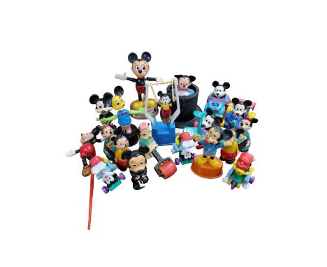 Disney: Collection of various windup and push button plastic Mickey &amp; Minnie Mouse Toys including Kohner &amp; Mattel ite