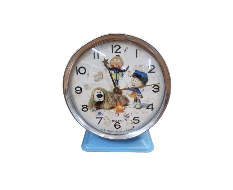 Magic Roundabout: Vintage Bayard Metal Cased Magic Roundabout Animated Alarm Clock, Metal Blue Case with Chrome Front Trim, Z