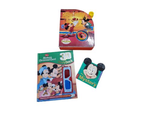 Disney: 3 Disney Story Books Including Mattel See'n'Say Prince and the Pauper, 3D Mickey's Christmas Carol & Mickey's Mystery