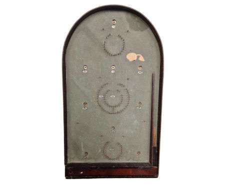 Vintage Bagatelle Pin Board Made of Wood with Cue Stick & Balls 