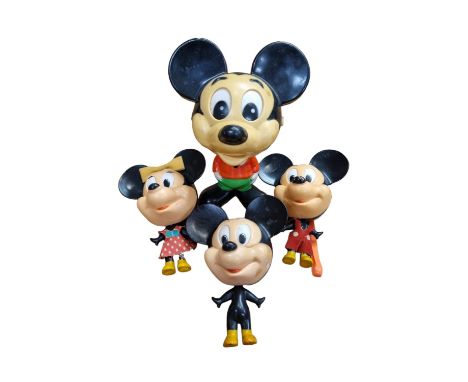 Disney: 1970's Mattel Mickey &amp; Minnie Mouse Pull String Plastic Dolls, Group of 4