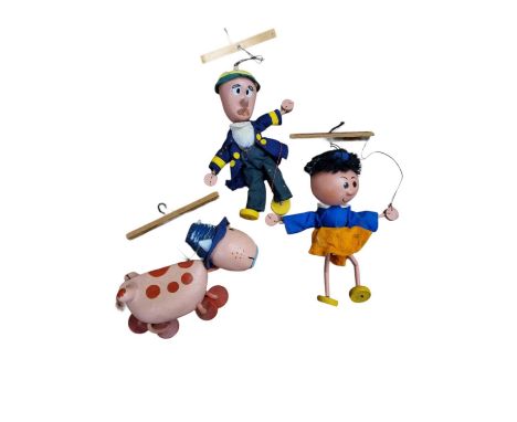 Magic Roundabout: 3 x Vintage Pelham Puppets Magic Roundabout String Puppets, Ermintrude, Florence & A/F Mr Rust 
