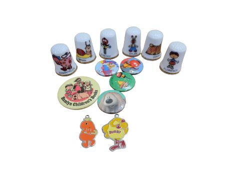 Magic Roundabout: Small Collection of Badges & Ceramic Thimbles with Characters from The Magic Roundabout 
