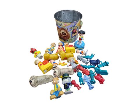 Magic Roundabout: Small Tin Bucket Containing a Collection of Plastic Characters including Pencil Toppers