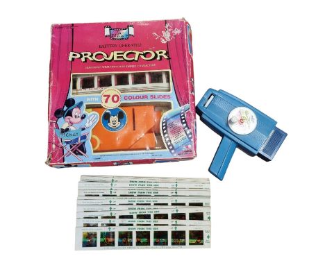 Disney: Boxed Battery Operated Projector with Slides + Collection of Chad Valley Vintage Slides & Mettoy Movie Viewer with PL