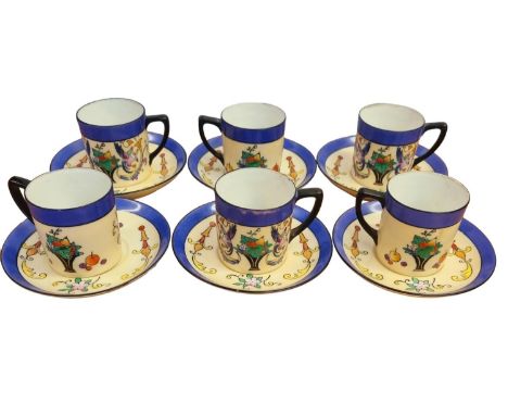 Vintage Set of 6 Noritake Japanese Cups & Saucers 