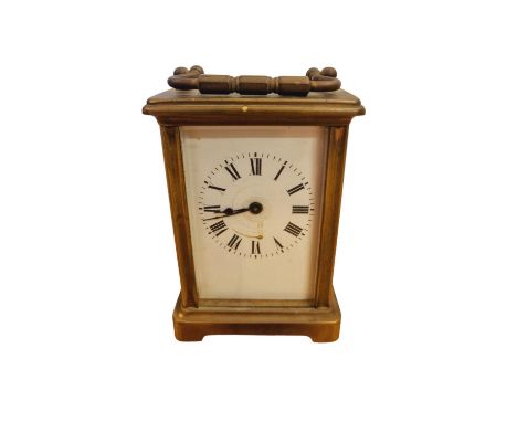 Vintage French Brass Carriage Clock, Glass Panels All Round &amp; Top