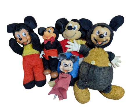 Disney: Group of Vintage Pedigree & Semco Mickey Mouse Soft Toys Including Small Hand Puppet 