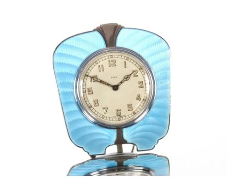 An Art Deco enamel decorated eight day strut clock by Adie Bros. Birmingham 1936