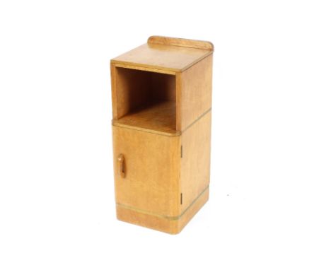 An Art Deco birds eye maple bedside cupboard, 32cm wide x 33cm deep 