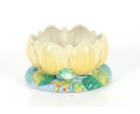 A Clarice Cliff jardinière in the form of a water lily, 23cm overall