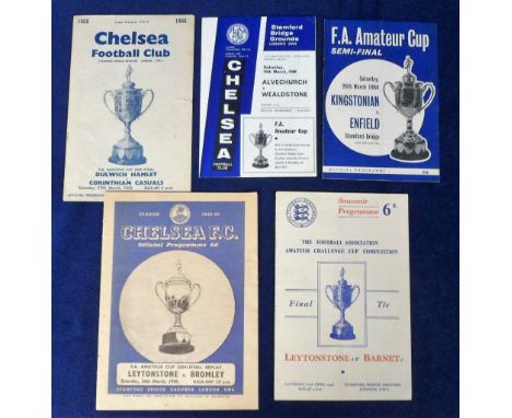 Football programmes, at Stamford Bridge, Chelsea, five programmes, Leytonstone v Barnet 17 April 1948 FA Amateur Cup Final (s