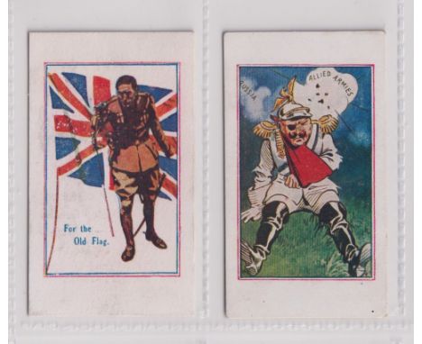 Trade cards, E. Waterman, Army Pictures, Cartoons etc, two cards, 'For the Old Flag' (vg) &amp; 'Allied Armies' (gd) (2)
