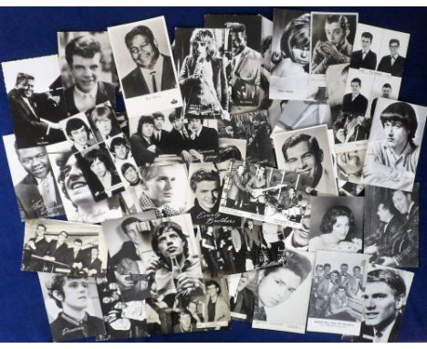 Postcards/Photographs, a selection of approx. 63 cards and pc sized photographs of 1950s/60s pop stars. Includes Adam Faith, 