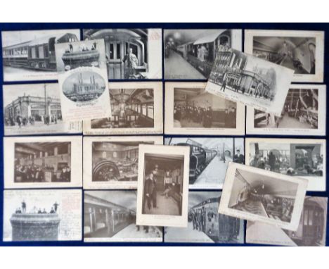 Postcards, Rail, a printed Underground selection of 20 cards, inc. 'On Top of the Chimney Shaft' Chelsea power house of the u