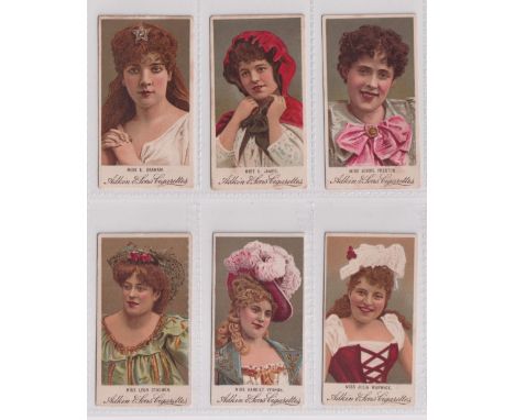 Cigarette cards, Adkin's, Pretty Girl Series (Actresses), 6 cards, Miss E. Graham, Miss K. James, Miss Jessie Preston, Miss L