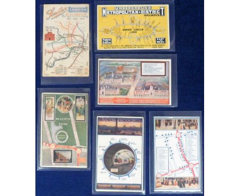 Postcards, Rail, an underground rail map selection of 6 cards, inc. Metropolitan and District Railway 'Inner Circle Link' bet