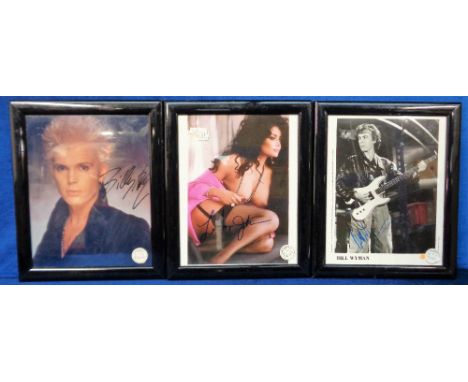 Music and Entertainment, Bill Wyman (Rolling Stones), Billy Idol (Generation X) and La Toya Jackson (nude shot) autographed p