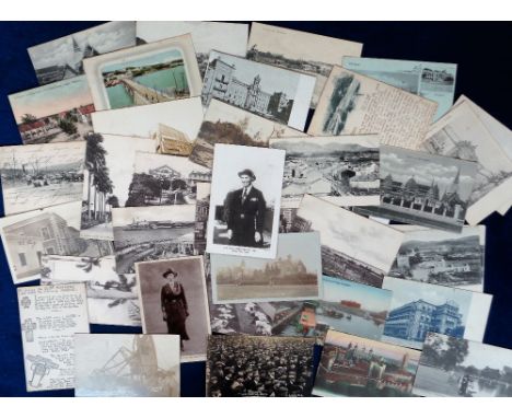 Postcards, a selection of 37 cards with 30 foreign from Siam (market), Cuba (streets, buildings, ethnic, harbour, orphan, asy