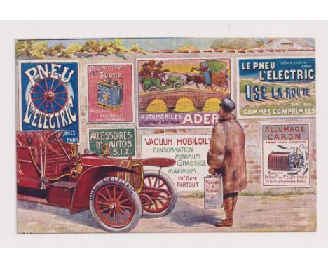 Postcard, Advertising, Vacuum Mobil oils &amp; Pneu L’Electric, rare (small corner crease o/w gd)