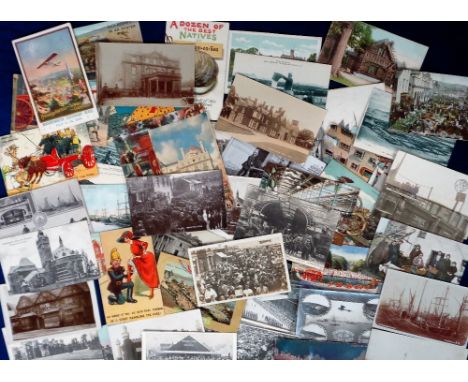 Postcards, a good mix of approx. 60 UK topographical and social history related cards, with RPs of Bampton Horse Fair, openin