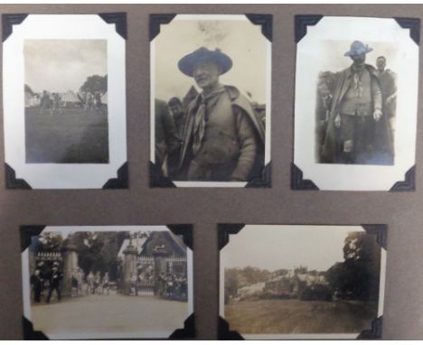 Ephemera, Scouting, 70+ photographs corner mounted in a vintage album showing the 1929 3rd World Scouting Jamboree at Arrowe 