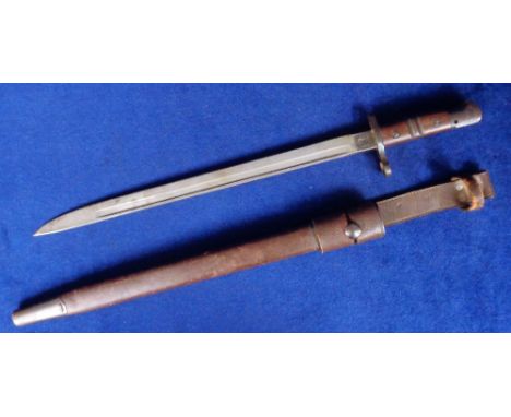 Militaria, 1917 Remington Sword Bayonet for the Model 1917 30-06 Rifle. Complete in leather scabbard. Ricasso marked ‘1917 Re