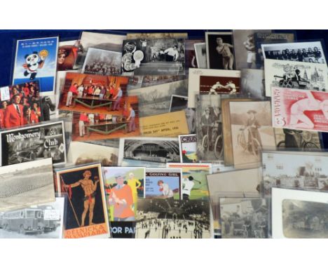 Postcards, Sport/Social History, a good sporting and social history mix of approx. 69 cards. Includes RPs of people with bicy