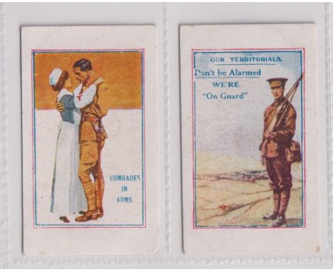 Trade cards, Wakeford's, Army Pictures, Cartoons etc, two cards, 'Comrades in Arms' &amp; 'Our Territorials Don't be Alarmed,