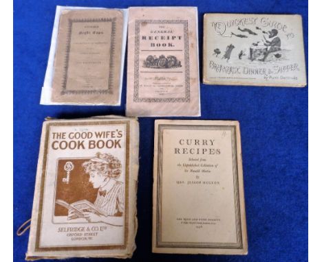 Recipe Books, 5 books to comprise 'The Good Wife's Cook Book' by Selfridge &amp; Co. Ltd. 1911, 'Oxford Night Caps Being a Co