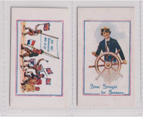 Trade cards, Herbert Land, Army Pictures, Cartoons etc, two cards, 'Are we downhearted? No o o' &amp; 'Steer Straight for Ger